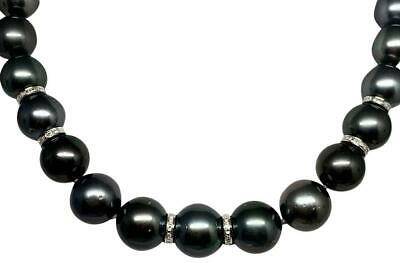 Diamond Tahitian Pearl Necklace 14k Gold 16.3 mm 16.5" Certified $24,000 914649 - Certified Fine Jewelry