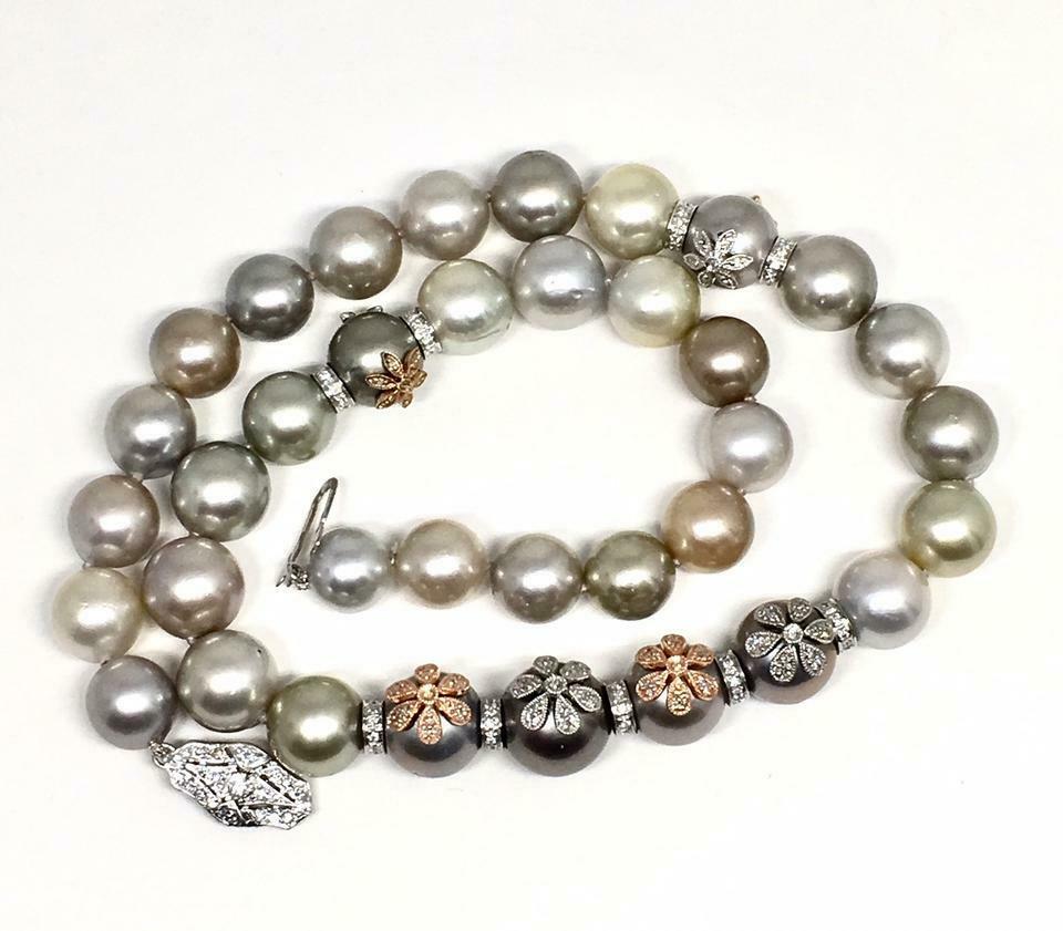 Diamond South Sea Pearl Necklace 12.80 mm 17.5" Certified $14,950 910878 - Certified Fine Jewelry