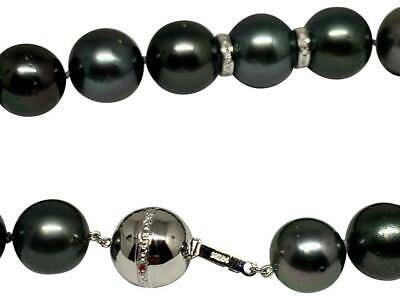 Diamond Tahitian Pearl Necklace 14k Gold 16.3 mm 16.5" Certified $24,000 914649 - Certified Fine Jewelry