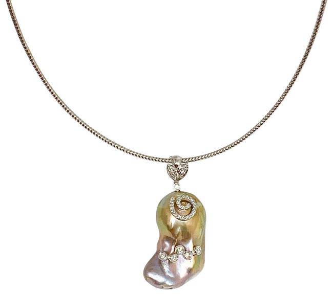 Diamond Fresh Water Pearl Necklace Baroque 14k Gold Italy Certified $3,950 914368 - Certified Fine Jewelry
