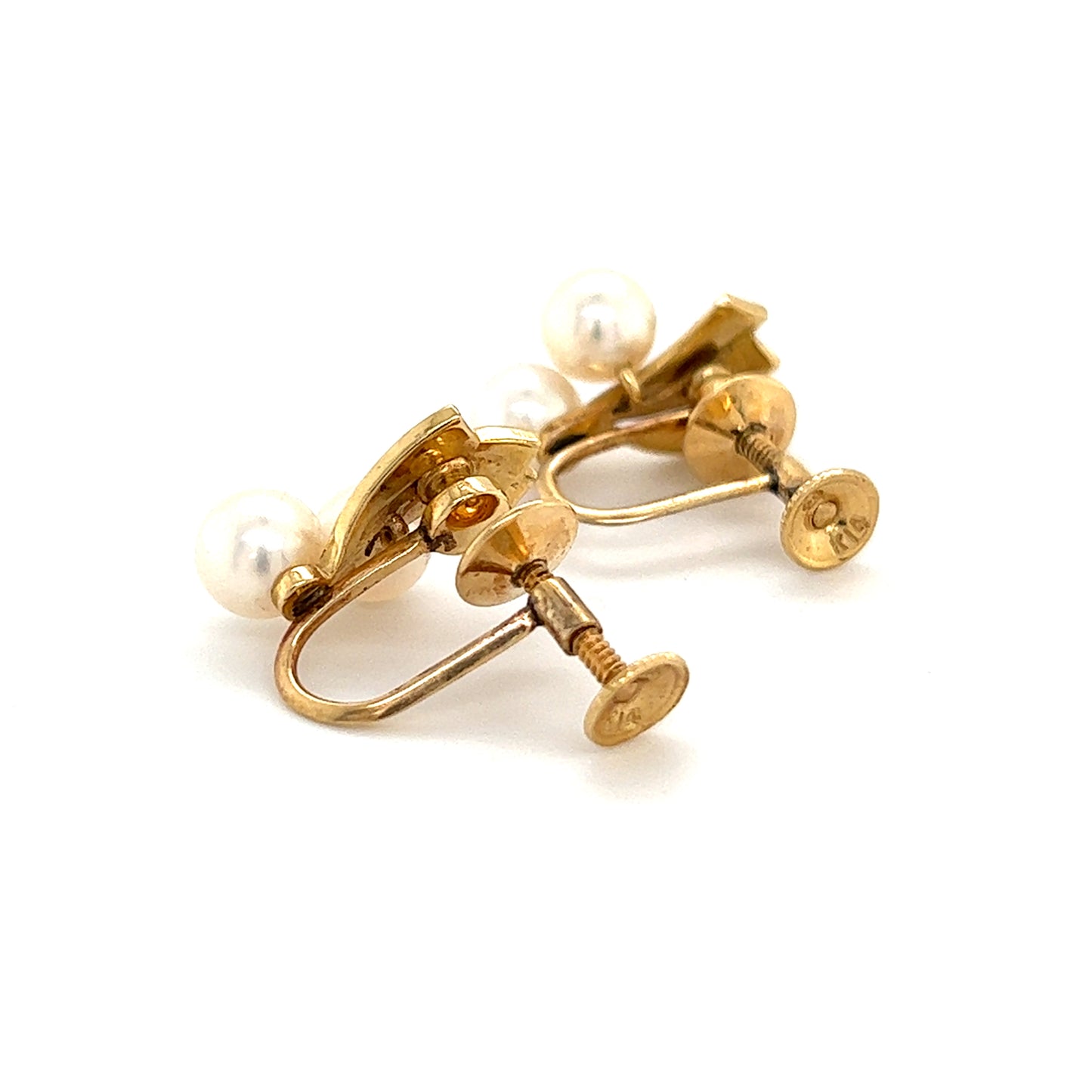 Mikimoto Estate Akoya Pearl Earrings 14k Gold 5.70 mm 4.5 Grams M252 - Certified Fine Jewelry