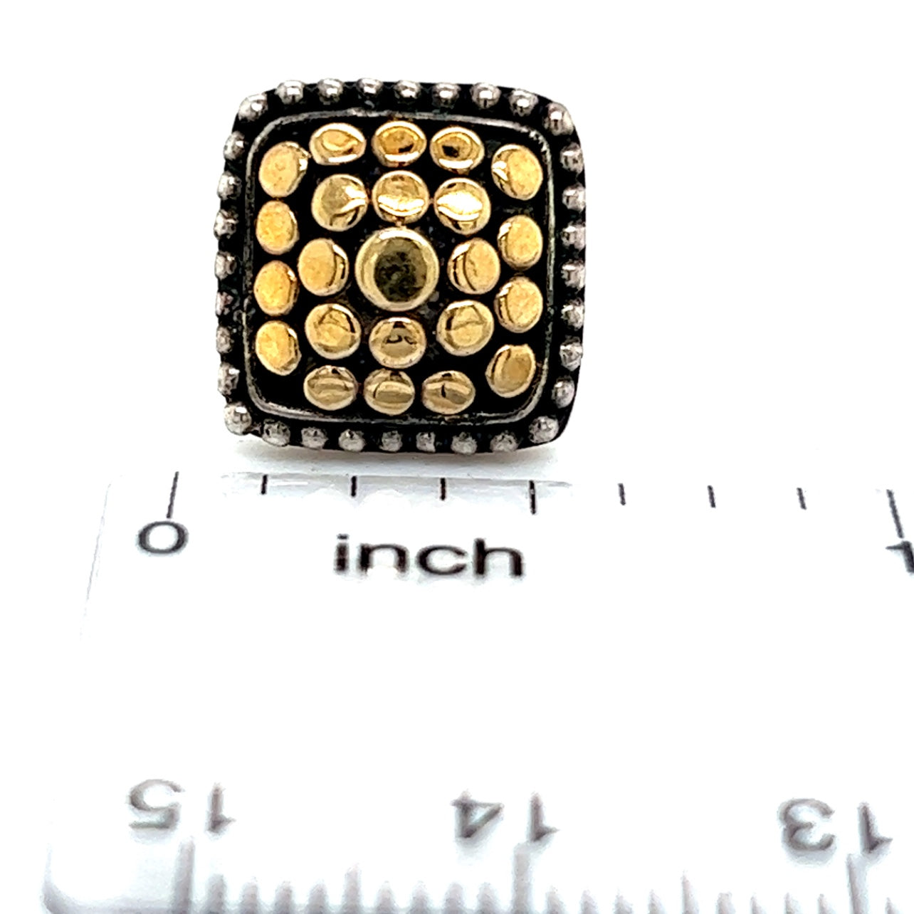 John Hardy Estate Single Earring With Plastic Disk Back 18k Y Gold + Silver JH30 - Certified Fine Jewelry