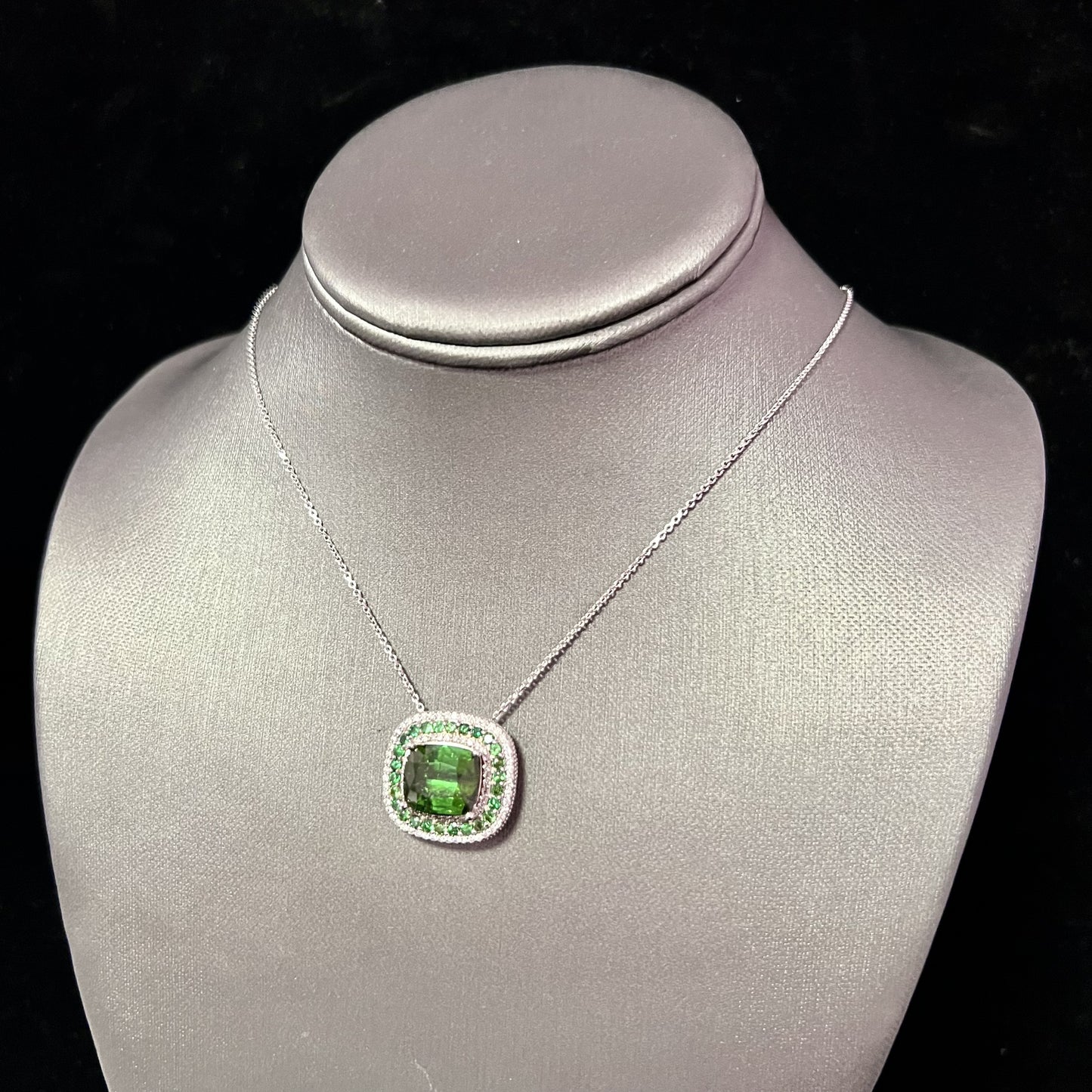 Diamond Tourmaline Tsavorite Pendant Necklace 17" 9.13 TCW GIA Certified $9,795 213257 - Certified Fine Jewelry