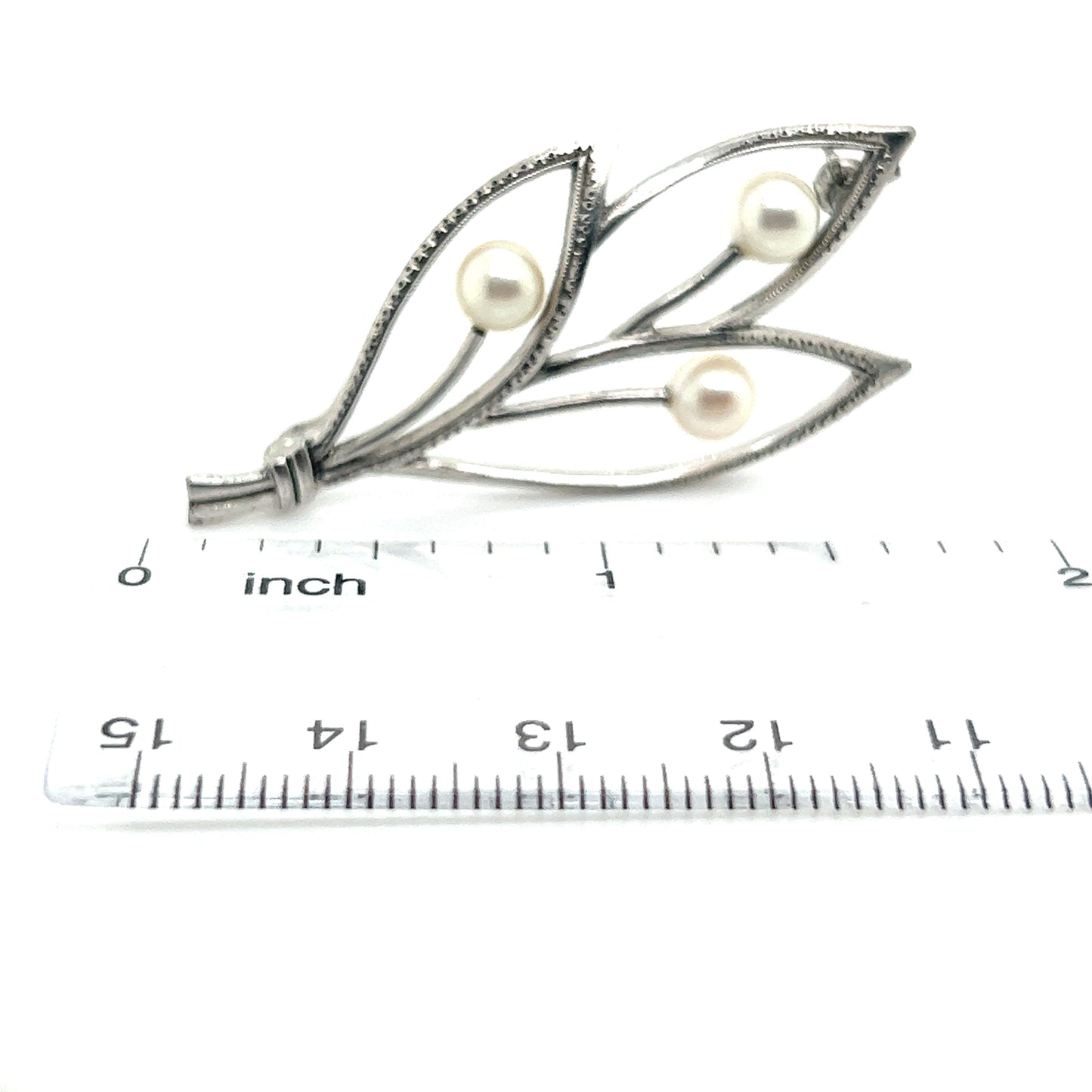 Mikimoto Estate Akoya Pearl Brooch Pin Sterling Silver 5.05 mm M279 - Certified Fine Jewelry