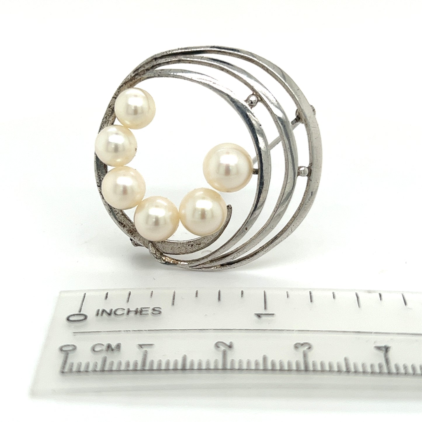 Mikimoto Estate Akoya Pearl Brooch Pin Sterling Silver 7.40 mm M285 - Certified Fine Jewelry