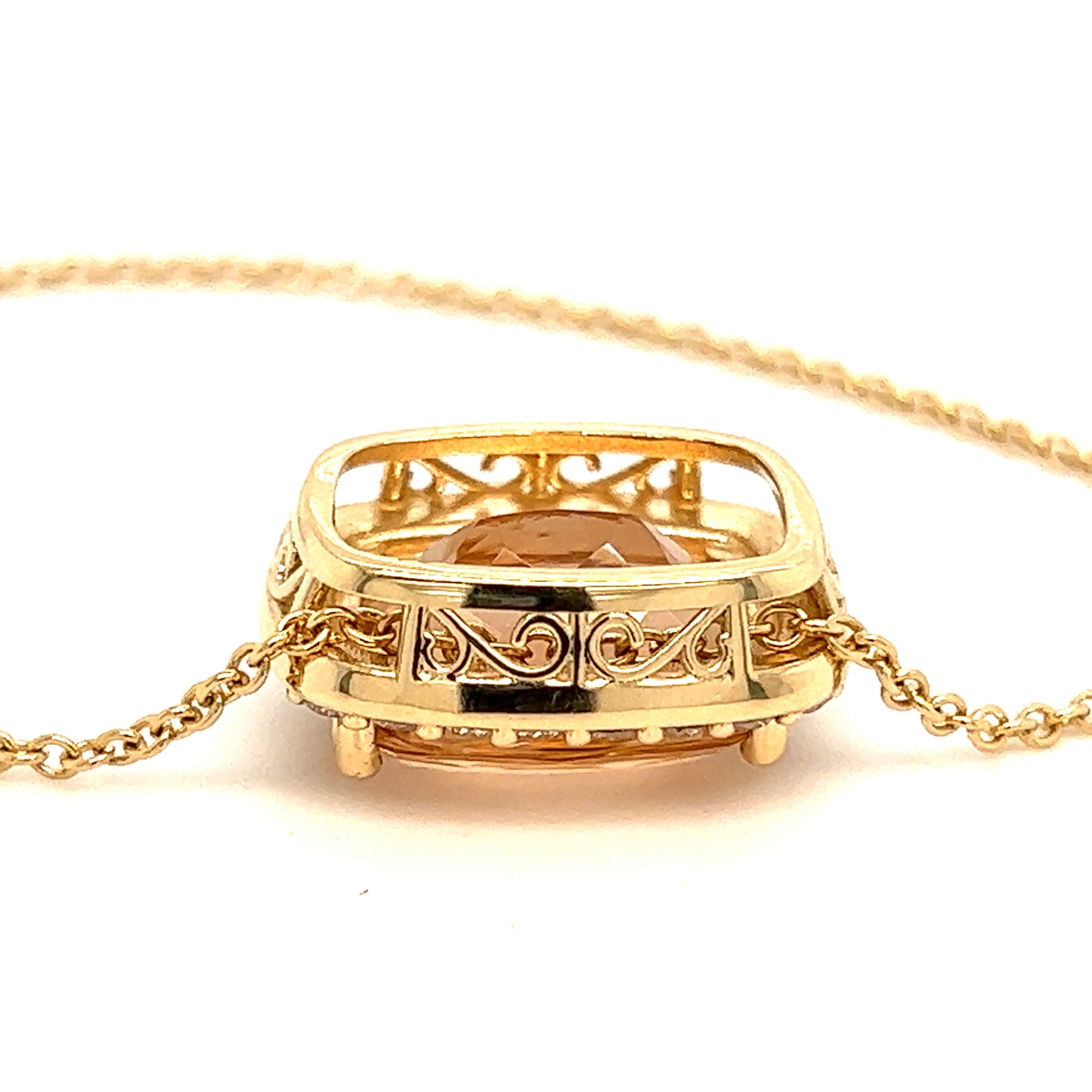 Diamond Morganite Pendant Necklace 14k Gold 7.35 TCW Certified $5,950 213256 - Certified Fine Jewelry