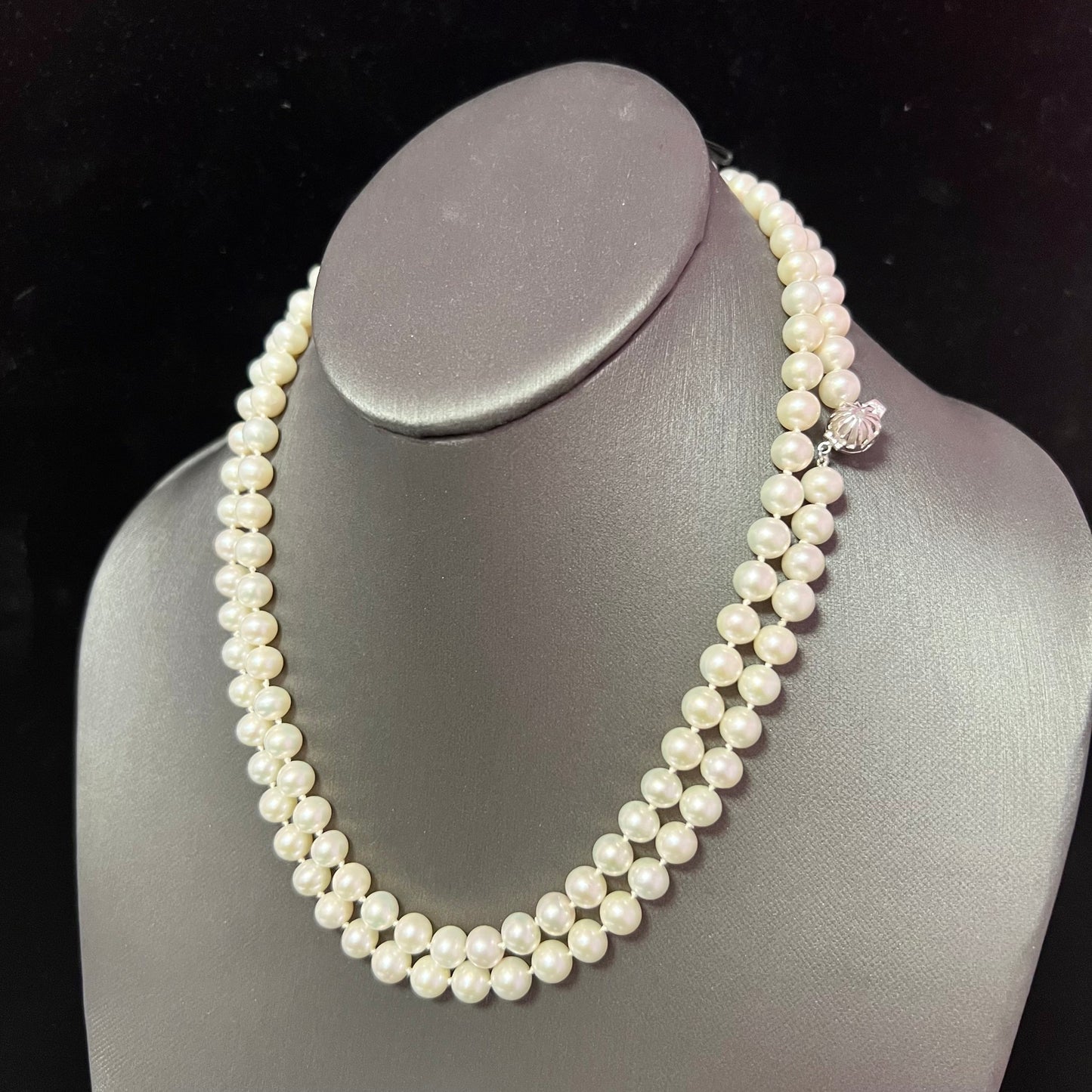 Akoya Pearl Necklace 36" 14k W Gold 7.5 mm 61.01g Certified $4,950 113106 - Certified Fine Jewelry