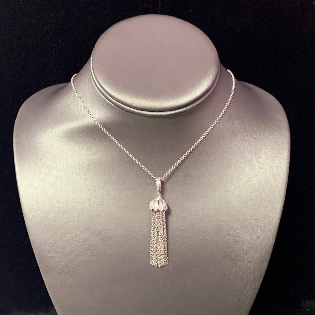 Diamond Tassel Pendant Chain Necklace 18k Gold 0.15 TCW Certified $3,950 111311 - Certified Fine Jewelry