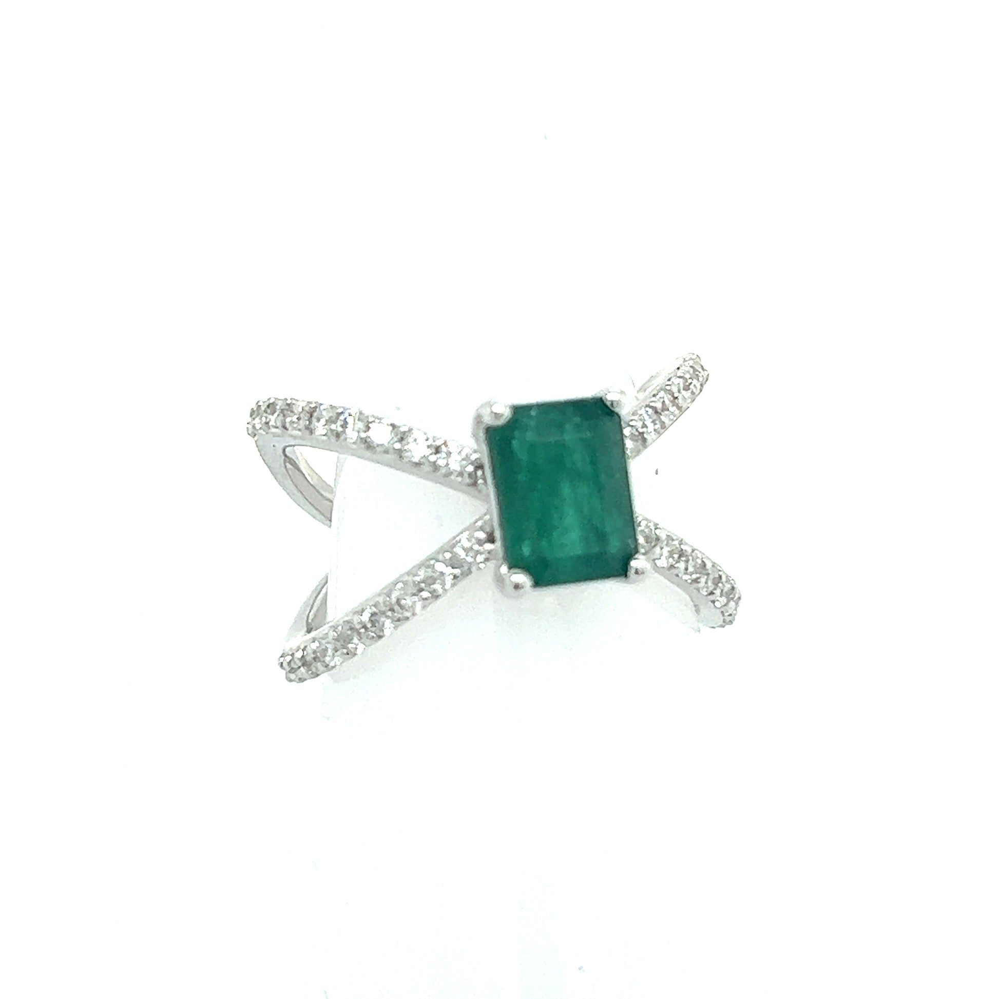 Natural Emerald Diamond Ring Size 6.5 14k W Gold 1.7 TCW Certified $4,975 217846 - Certified Fine Jewelry