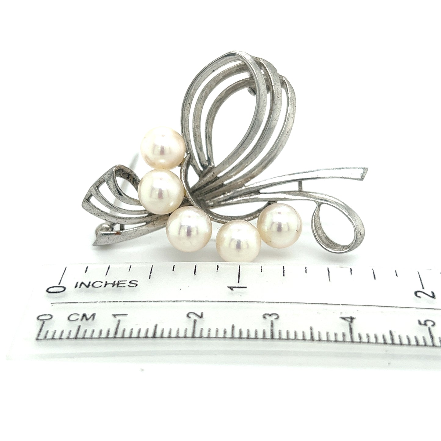 Mikimoto Estate Akoya Pearl Brooch Pin Sterling Silver 7 mm M289 - Certified Fine Jewelry