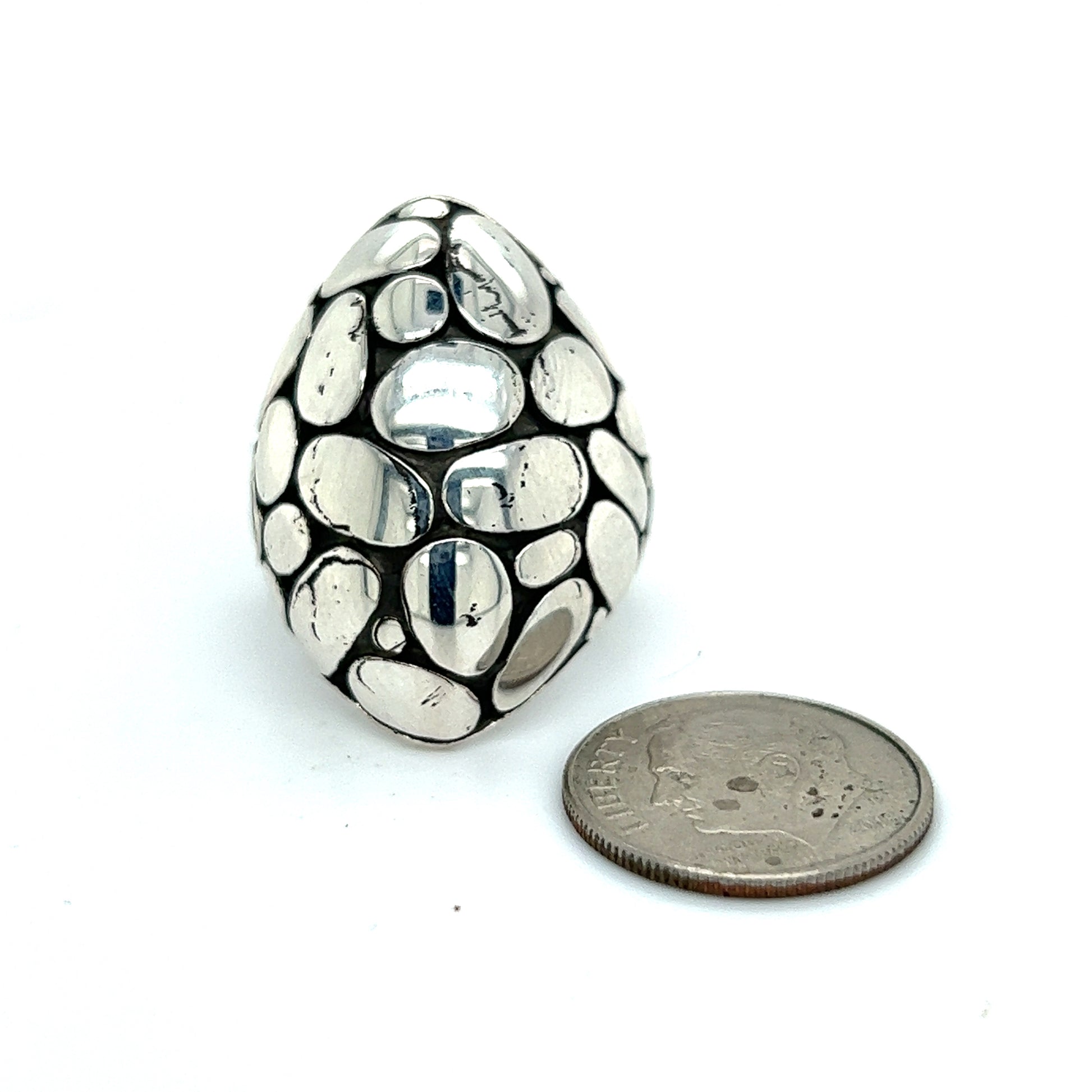 John Hardy Estate Ladies Kali Pebble Marquise Dome Ring Size 6 Sterling Silver JH10 - Certified Fine Jewelry