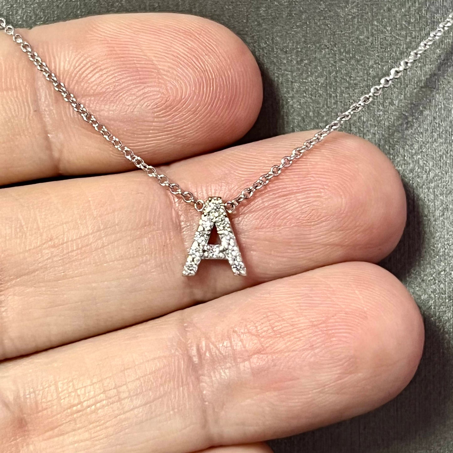 Diamond Letter "A" Pendant Necklace 18" 14k Gold 0.12 TCW Certified $1,950 121279 - Certified Fine Jewelry