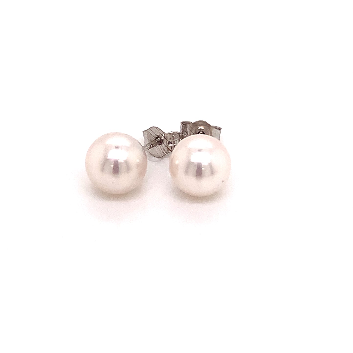 Akoya Pearl Stud Earrings 14k White Gold 6.95 mm Certified $599 015867 - Certified Fine Jewelry