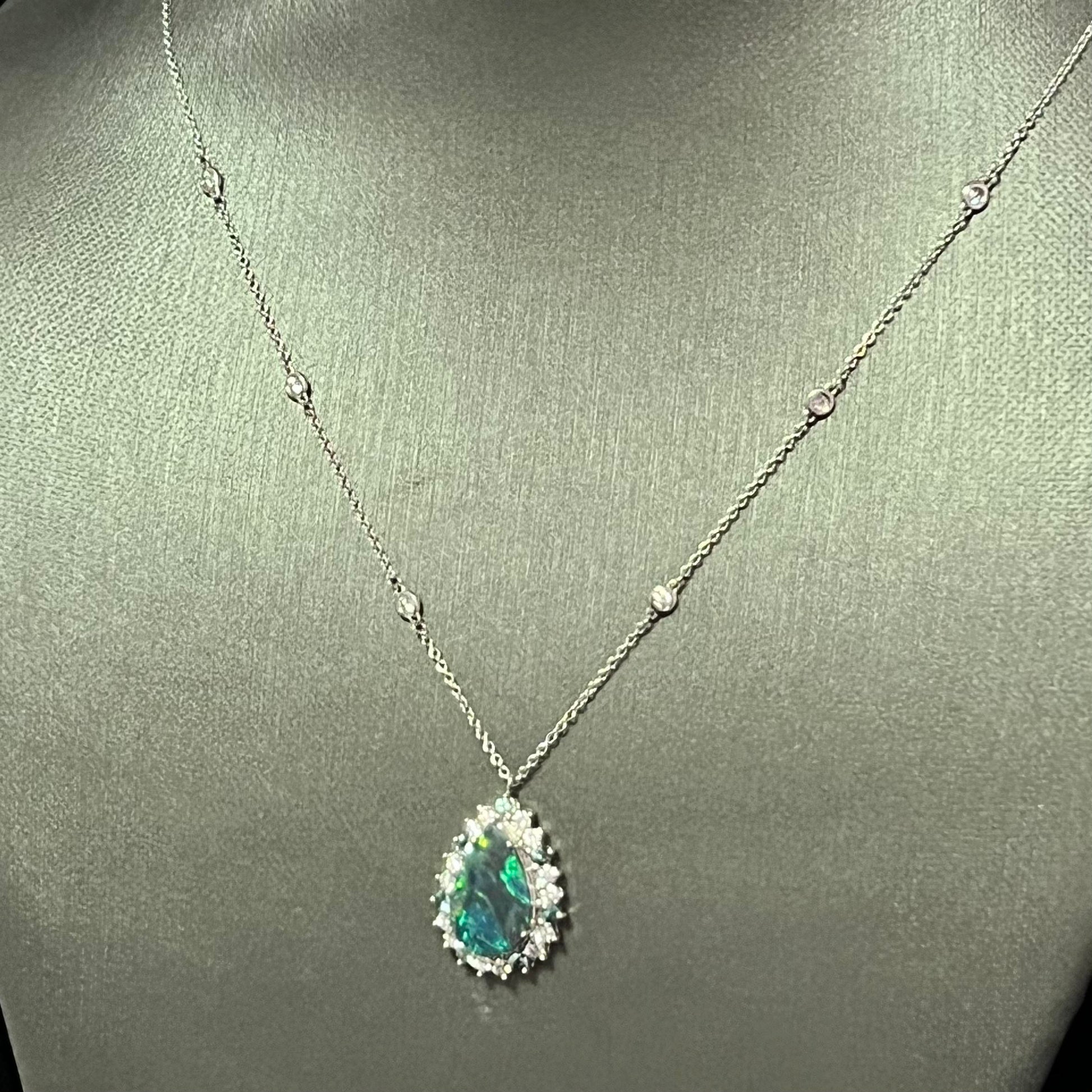 Natural Opal Diamond Pendant w/ 18" Gold Chain 3.25 TCW GIA Certified $8,950 211197 - Certified Fine Jewelry