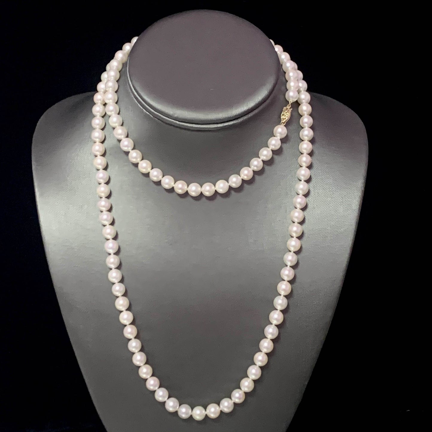 Akoya Pearl Necklace 14k Gold 34" 7.5 mm Certified $3,950 113086 - Certified Fine Jewelry
