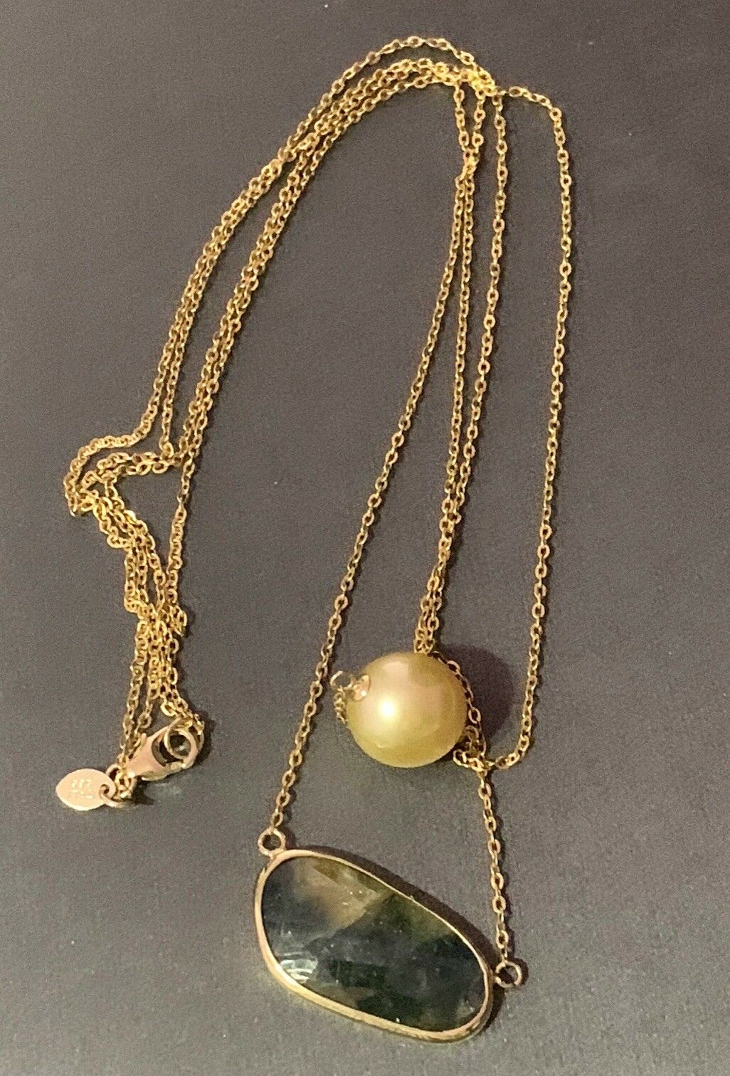 Golden South Sea Pearl Sapphire 14Kt 11.7Mm 19" Necklace Certified $1,790 820697 - Certified Fine Jewelry