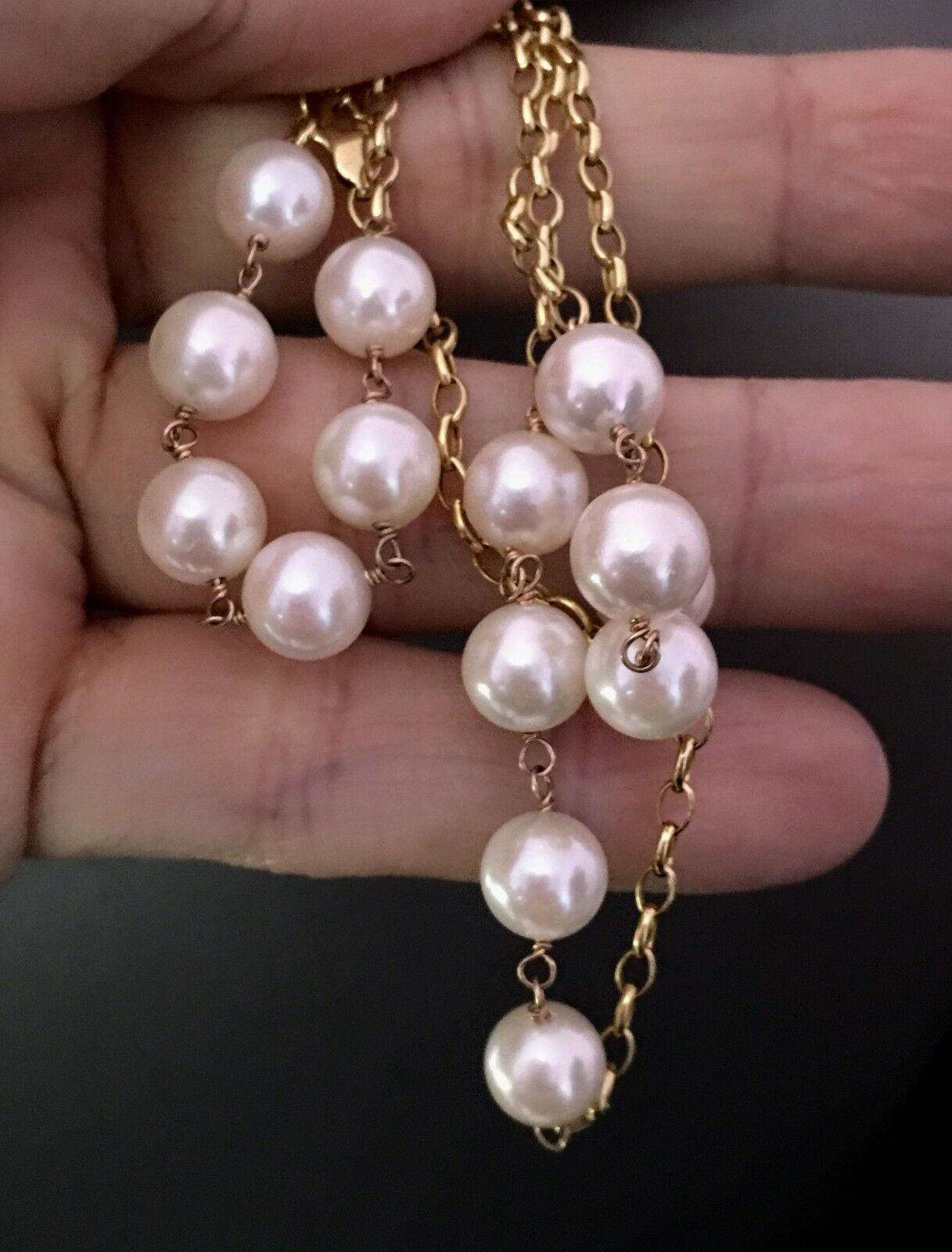 Necklace Akoya Pearl 8.10 mm 18.75" 14k Gold Women Certified $2,000 717458 - Certified Fine Jewelry