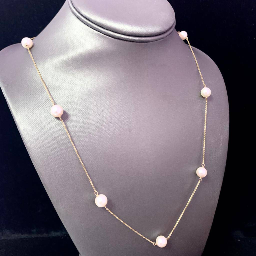 Akoya Pearl Necklace 8-7.50 mm 14k Gold 24.50" Women Certified $2,575 721781 - Certified Fine Jewelry