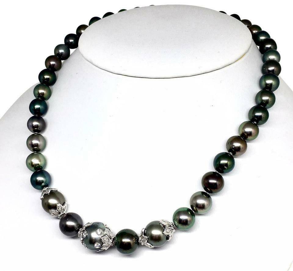 Diamond Tahitian Pearl Necklace 18k Gold 13.25 mm 17" Certified $19,690 822492 - Certified Fine Jewelry