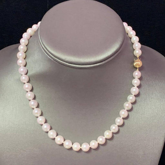 Akoya Pearl Necklace 14 KT YG 8 mm 16 in Certified $4,950 017785 - Certified Fine Jewelry