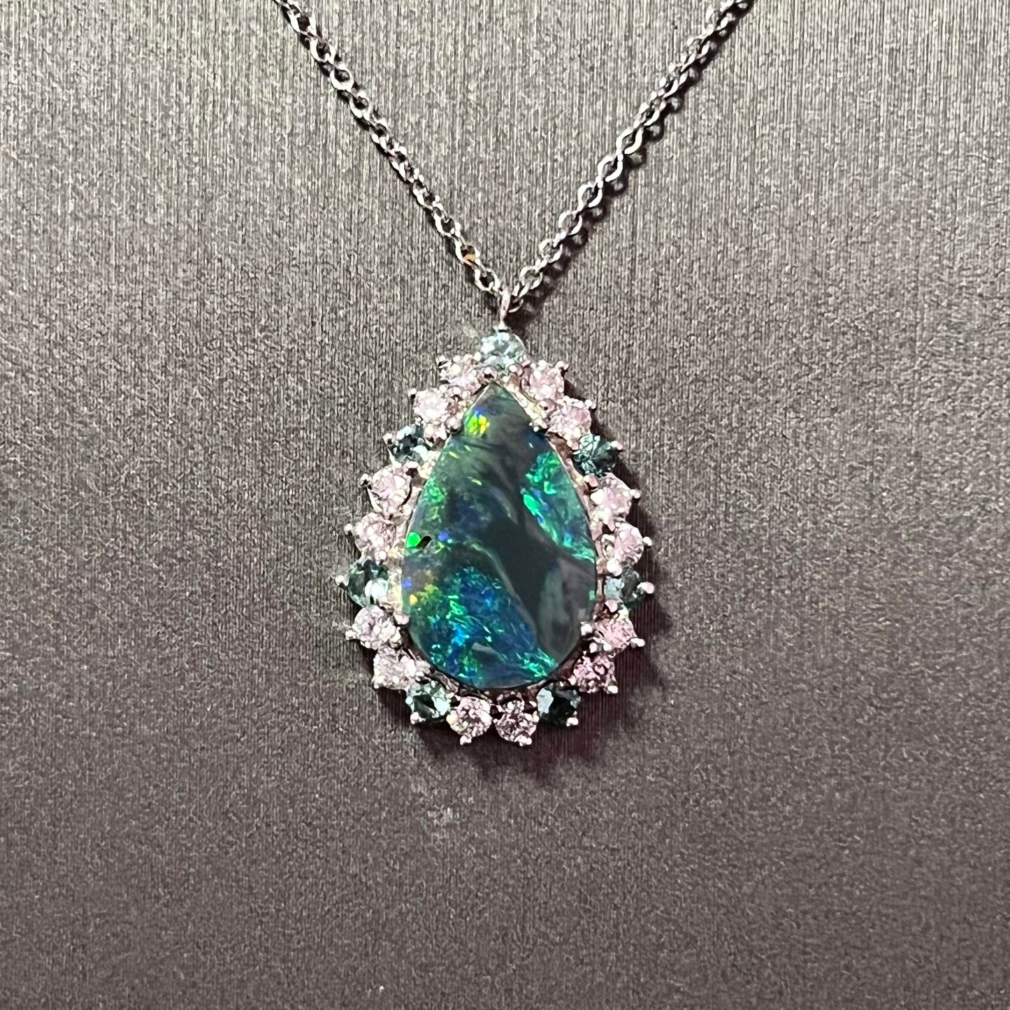 Natural Opal Diamond Pendant w/ 18" Gold Chain 3.25 TCW GIA Certified $8,950 211197 - Certified Fine Jewelry