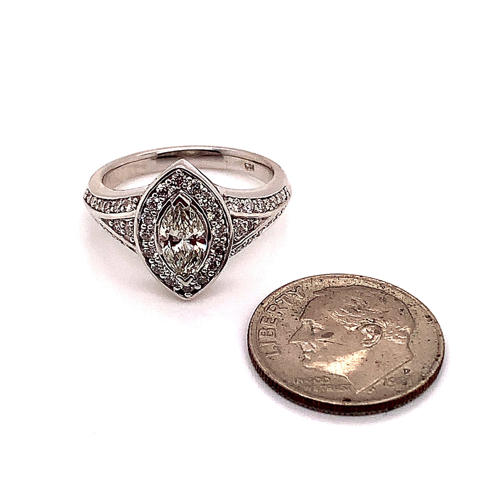 Diamond Ring Size 6.5 14k White Gold 0.45 TCW 4.88g Certified $5,950 120603 - Certified Fine Jewelry