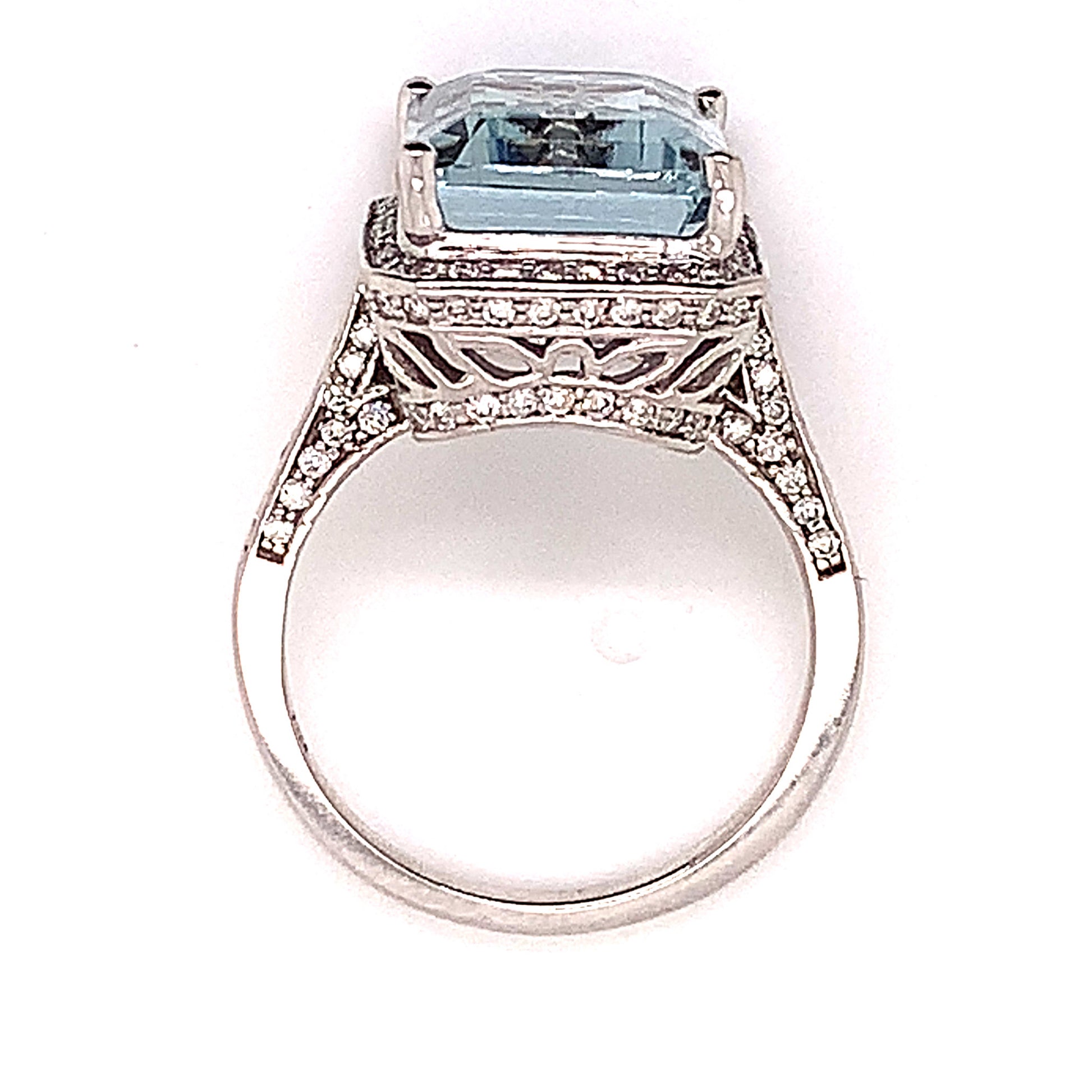 Diamond Aquamarine Ring Size 6.75 14k Gold 6.25 TCW Certified $5,950 120671 - Certified Fine Jewelry