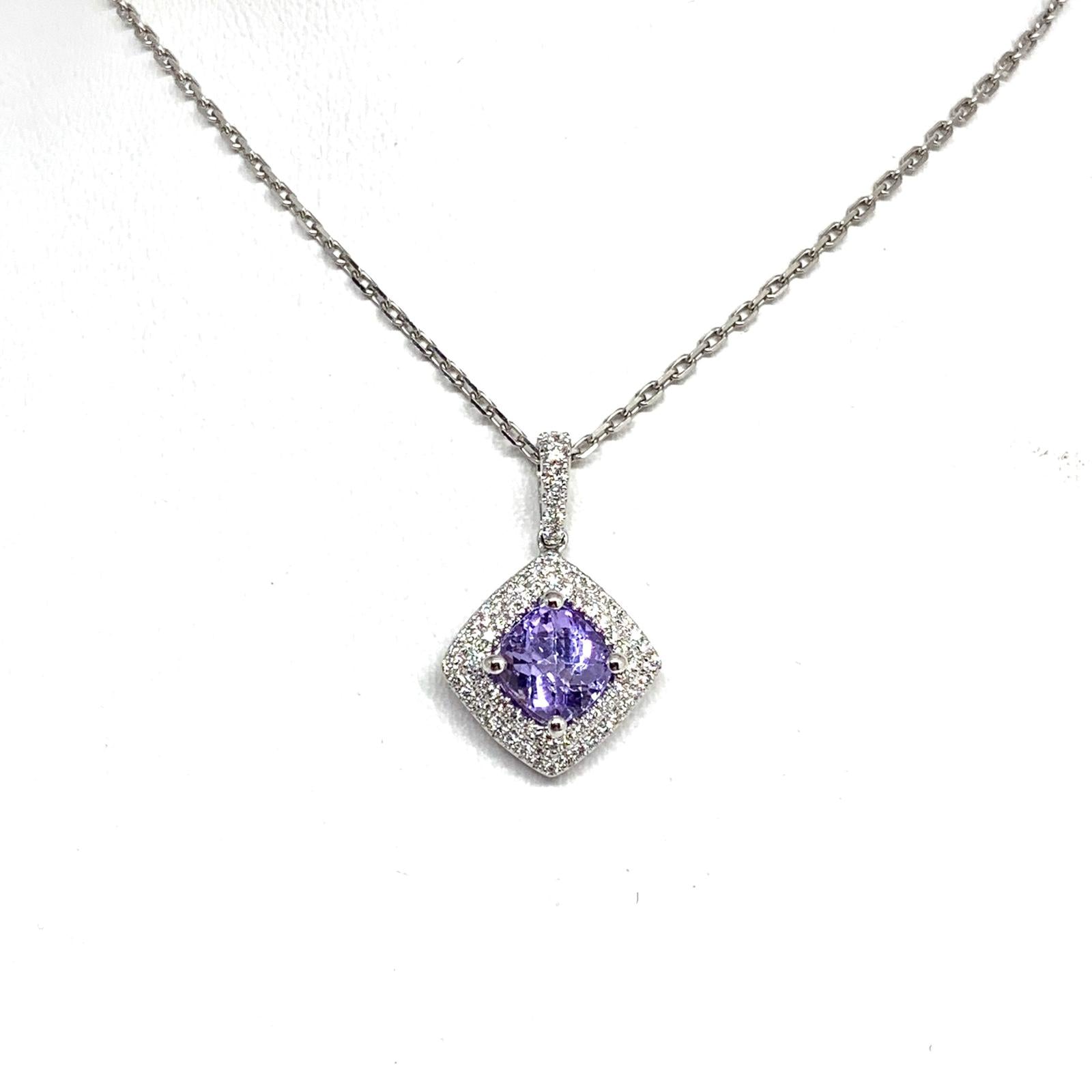 Diamond Sapphire Necklace 2.32 TCW 18k Gold Women Certified $4,950 921152 - Certified Estate Jewelry