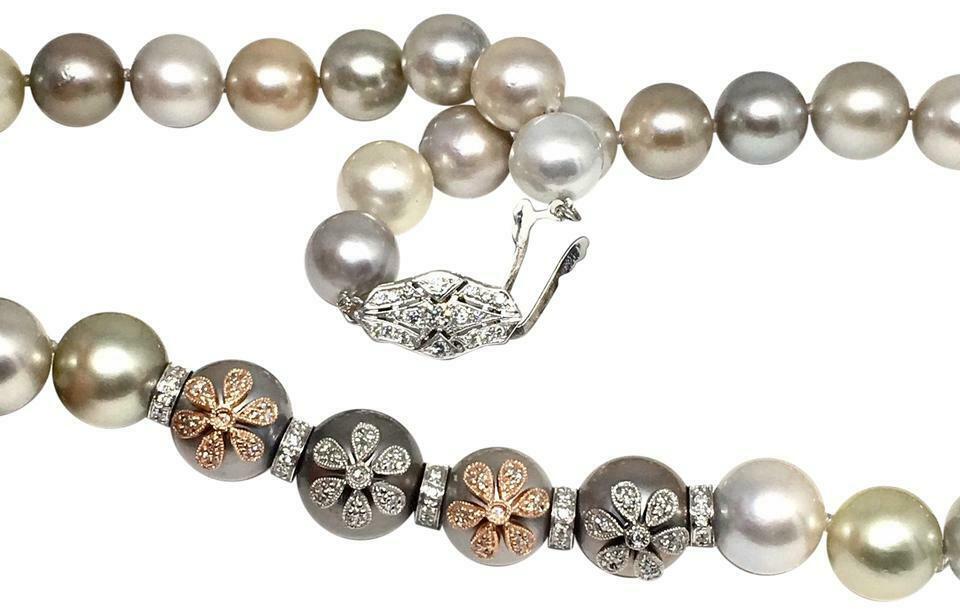 Diamond South Sea Pearl Necklace 12.80 mm 17.5" Certified $14,950 910878 - Certified Fine Jewelry