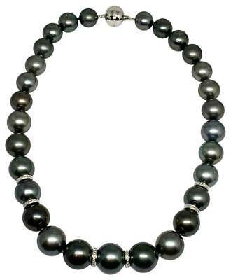 Diamond Tahitian Pearl Necklace 14k Gold 16.3 mm 16.5" Certified $24,000 914649 - Certified Fine Jewelry