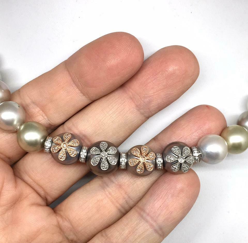 Diamond South Sea Pearl Necklace 12.80 mm 17.5" Certified $14,950 910878 - Certified Fine Jewelry