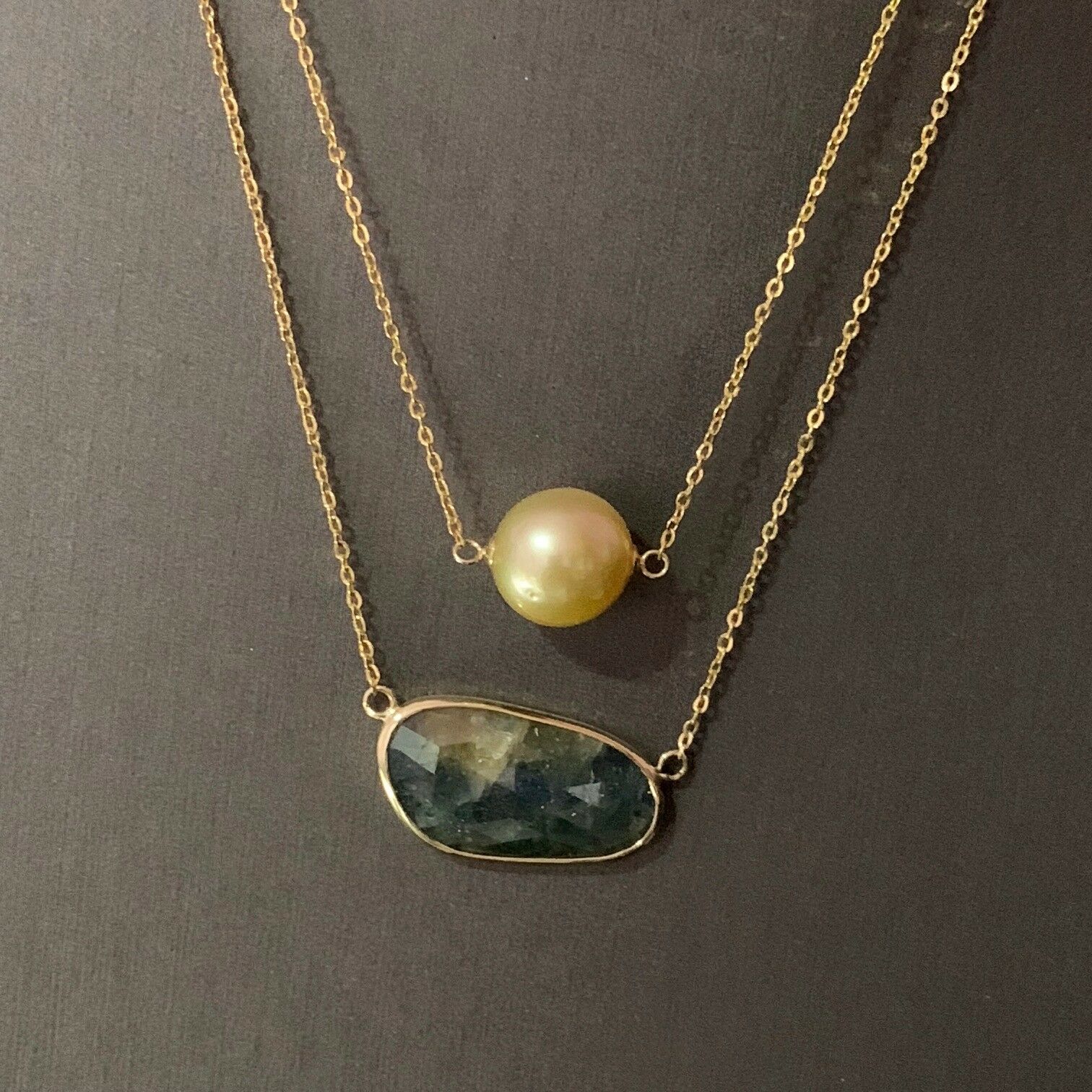 Golden South Sea Pearl Sapphire 14Kt 11.7Mm 19" Necklace Certified $1,790 820697 - Certified Fine Jewelry
