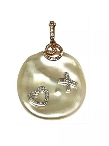 Diamond Fresh Water Pearl Necklace 14k Gold Pendant 16.25" Italy Certified $2,950 910819 - Certified Fine Jewelry