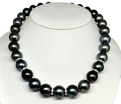 Diamond Tahitian Pearl Necklace 14k Gold 16.3 mm 16.5" Certified $24,000 914649 - Certified Fine Jewelry