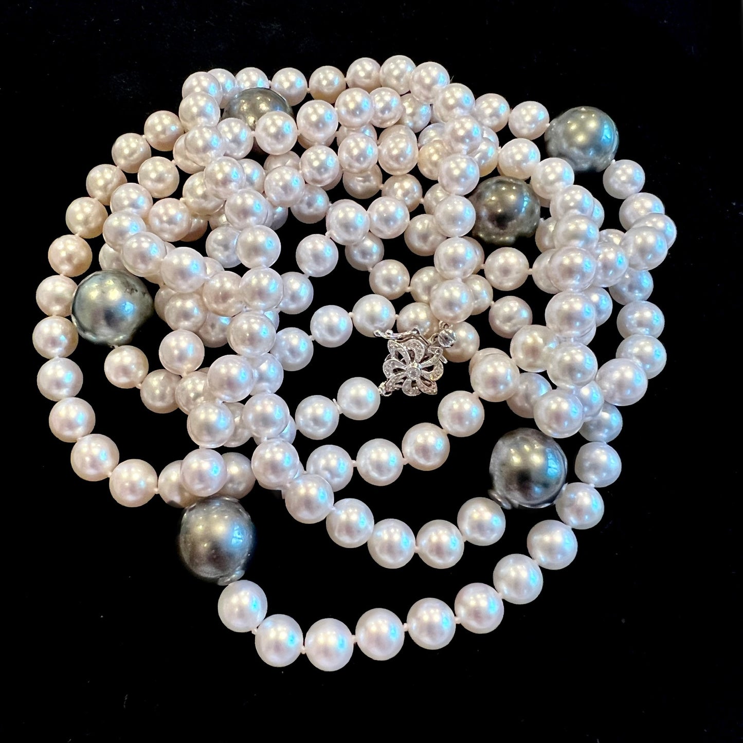 Akoya & Tahitian Pearls Diamond Necklace 53.5" 18k Gold 13.50 mm Certified $11,975 216998 - Certified Fine Jewelry