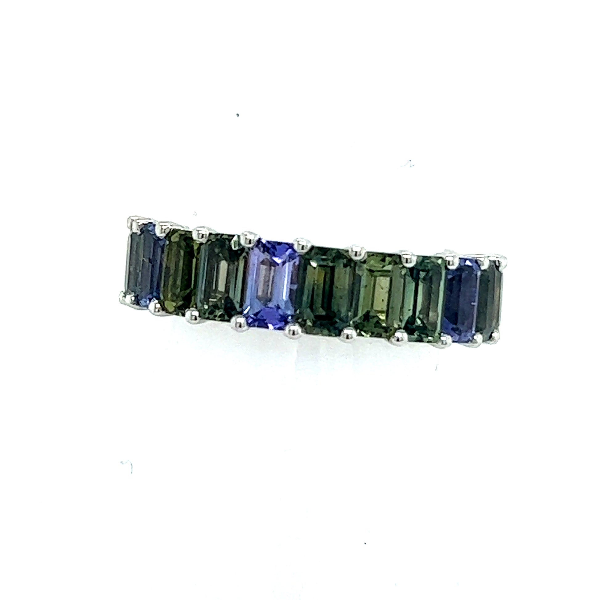 Natural Multicolored Sapphire Ring Size 6.5 14k W Gold 5.76 TCW Certified $3,950 217063 - Certified Fine Jewelry