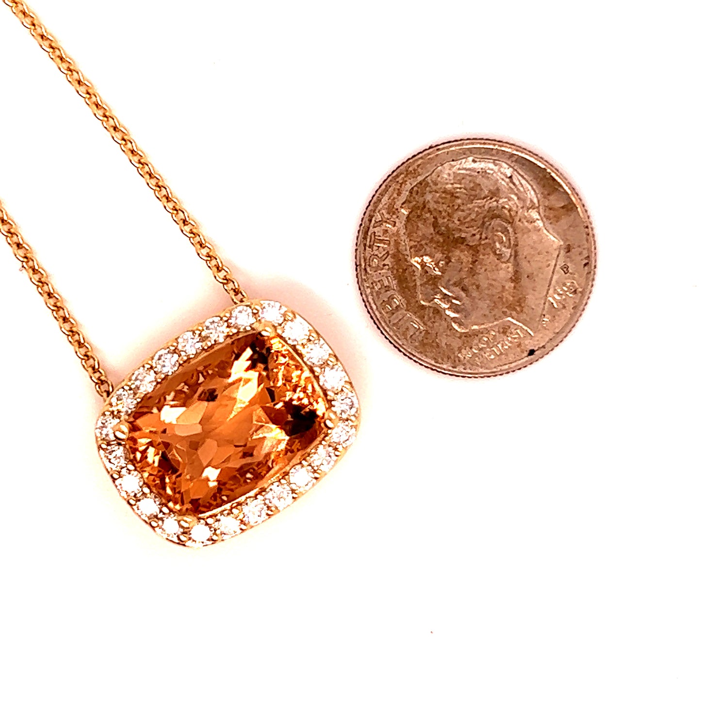 Diamond Morganite Pendant Necklace 14k Gold 7.35 TCW Certified $5,950 213256 - Certified Fine Jewelry