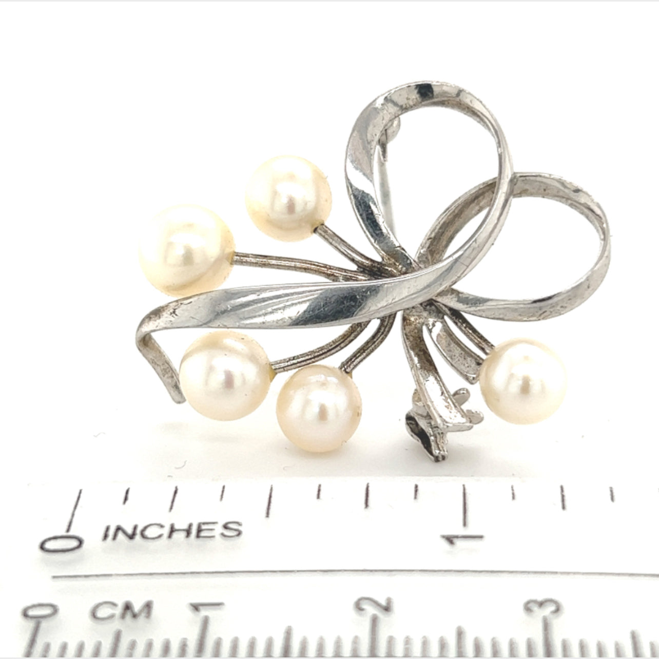 Mikimoto Estate Akoya Pearl Brooch 6.75 mm Sterling Silver M237 - Certified Fine Jewelry