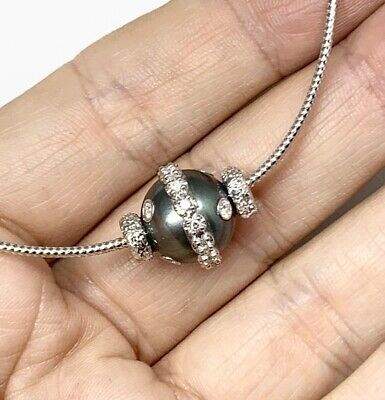 Diamond Tahitian Pearl Necklace 0.60 CT 14k Gold 13 mm 18" Certified $4,950 915320 - Certified Fine Jewelry