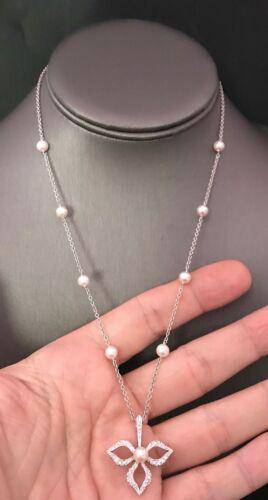 Diamond Akoya Pearl Necklace 14k Gold 5.75 mm 18.5" Certified $3,950 818062 - Certified Fine Jewelry