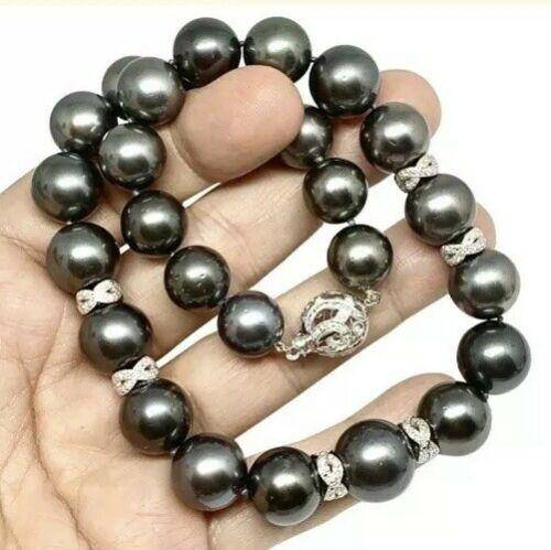 Diamond Tahitian Pearl 14k Gold Necklace 16 mm 16.5" Certified $29,750 914434 - Certified Fine Jewelry