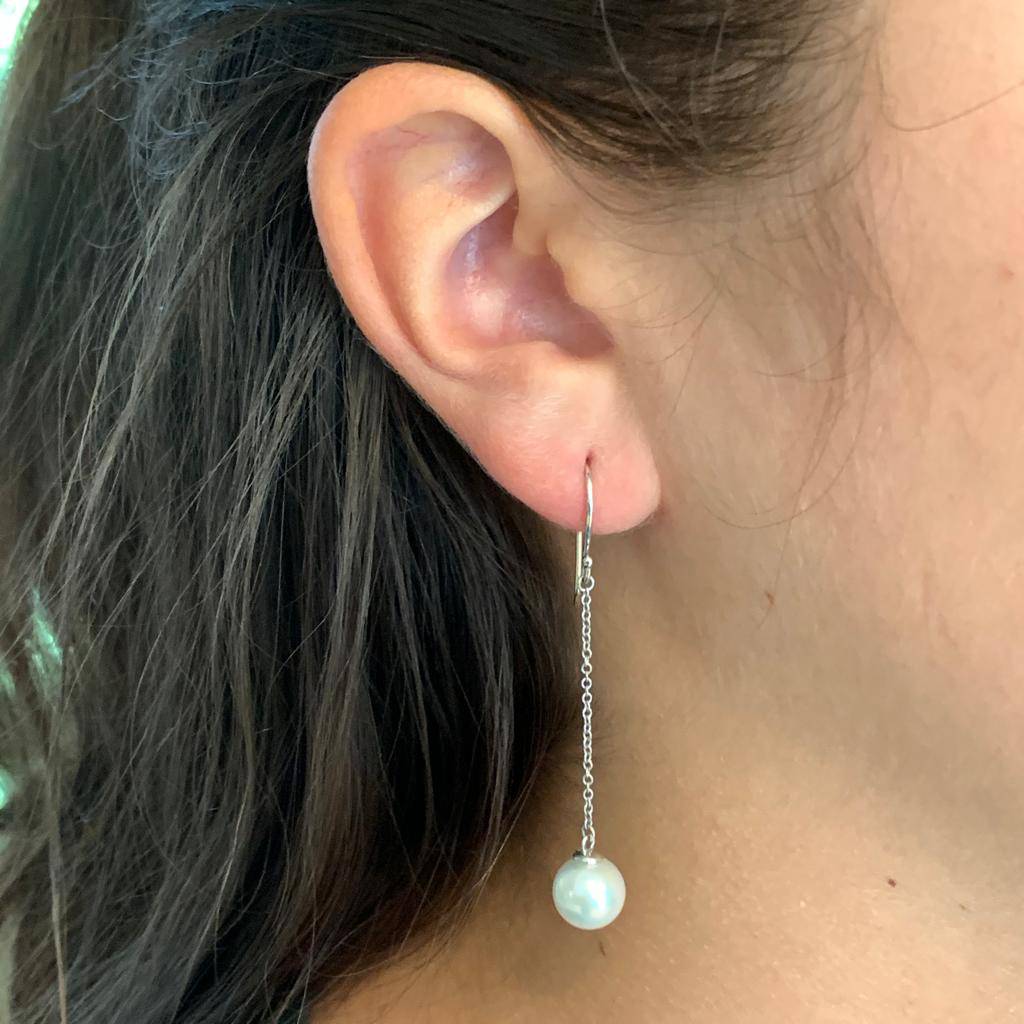 Akoya Pearl Drop Earrings14k Gold Women 9.3 mm Certified $780 721023 - Certified Fine Jewelry
