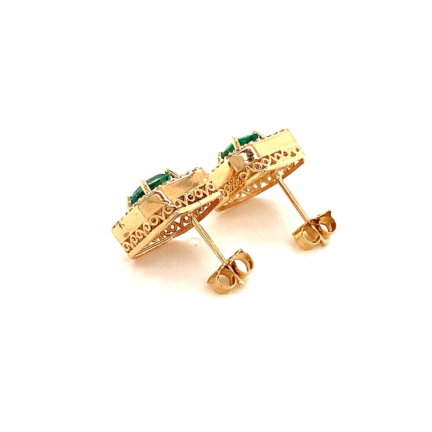Natural Emerald Diamond Earrings 14k Gold 1.52 TCW Certified $6,950 111888 - Certified Fine Jewelry