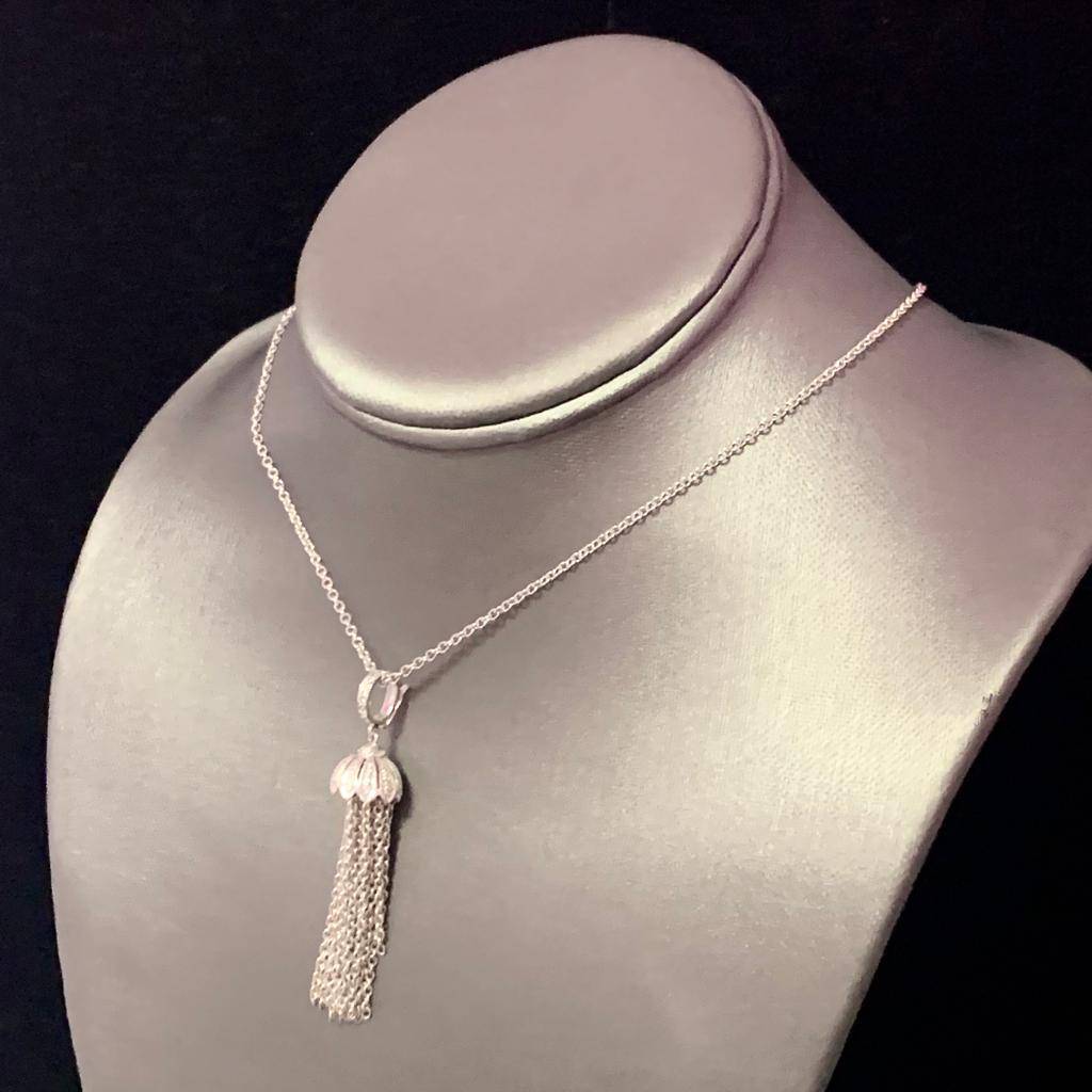 Diamond Tassel Pendant Chain Necklace 18k Gold 0.15 TCW Certified $3,950 111311 - Certified Fine Jewelry