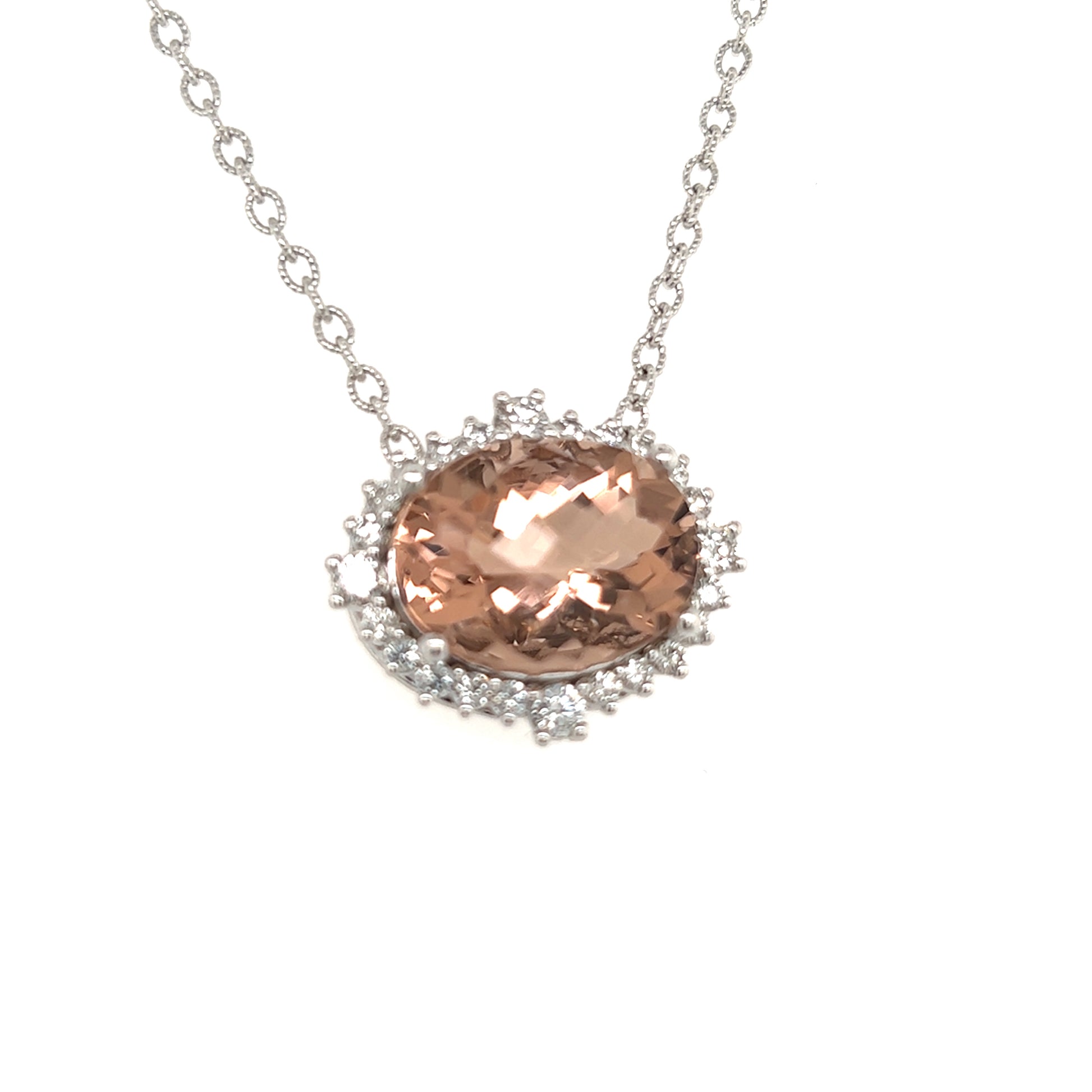 Natural Morganite Diamond Necklace 18" 14k Gold 10.67 TCW Certified $6,950 215433 - Certified Fine Jewelry