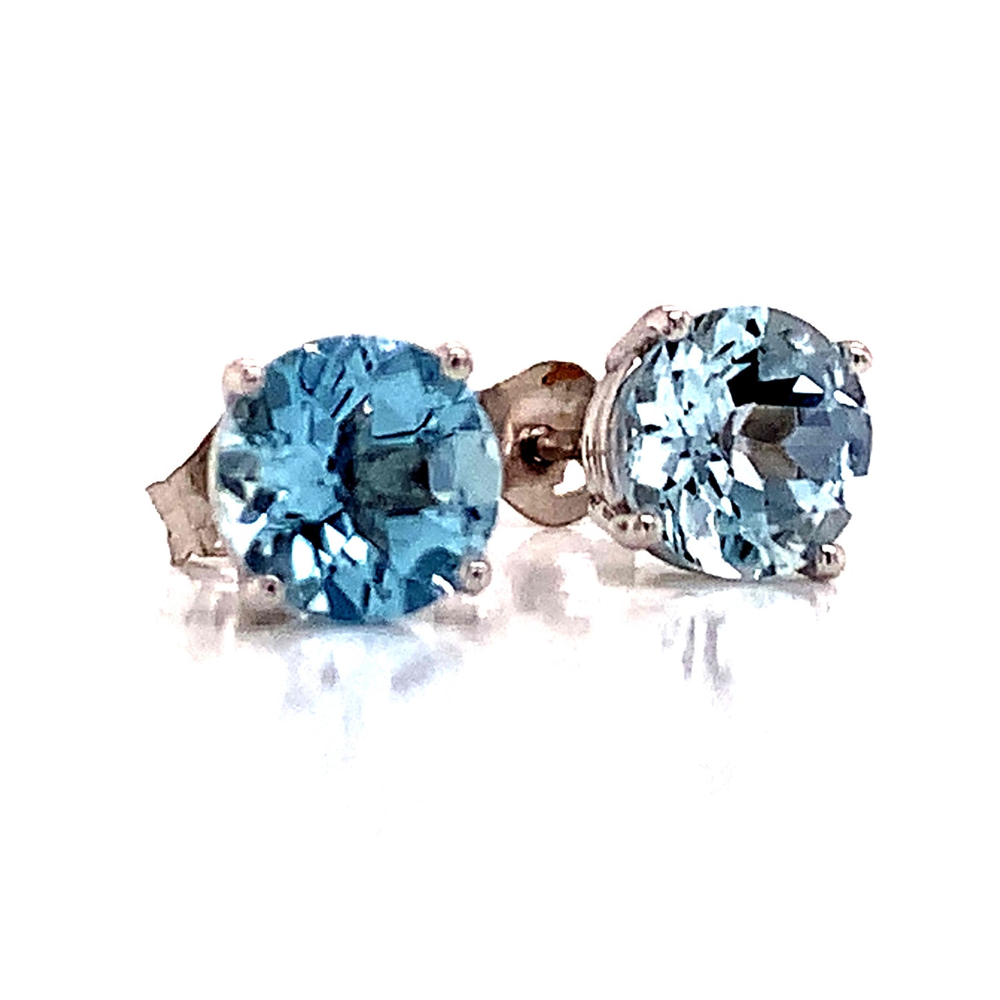 Natural Aquamarine Stud Earrings 14k White Gold 1.0 CTW Certified $590 111539 - Certified Fine Jewelry