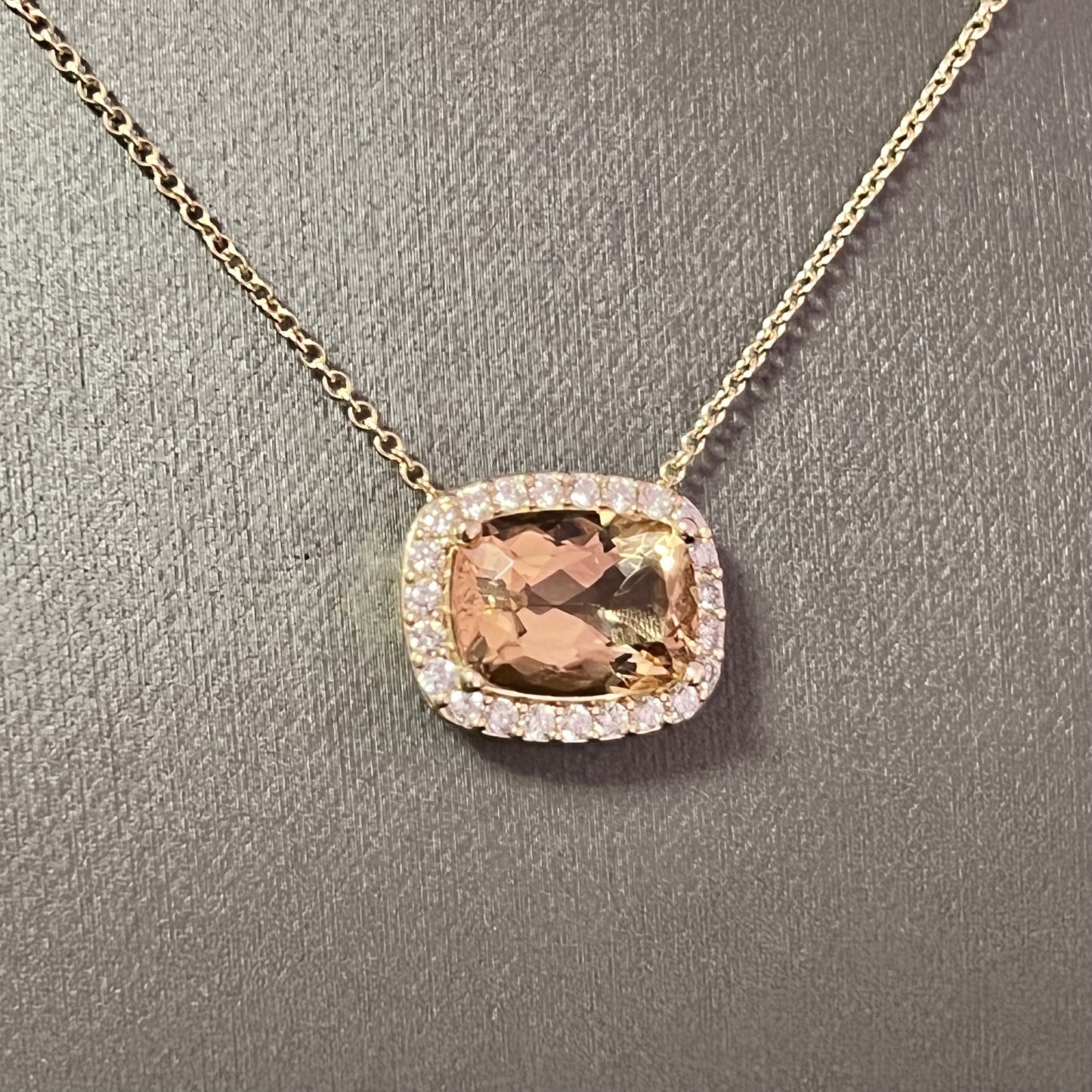 Diamond Morganite Pendant Necklace 14k Gold 7.35 TCW Certified $5,950 213256 - Certified Fine Jewelry