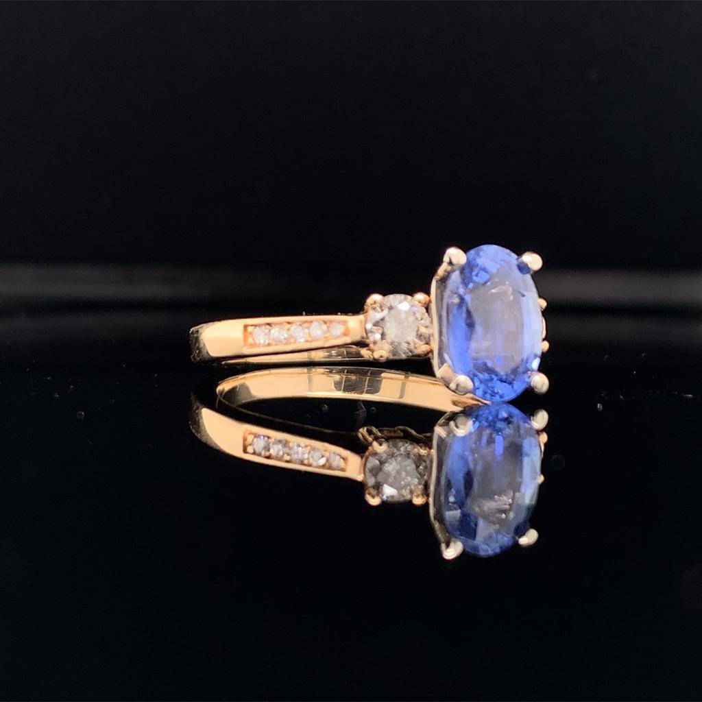 Diamond Blue Sapphire Ring 14k Gold Women Certified $4,950 915310 - Certified Fine Jewelry
