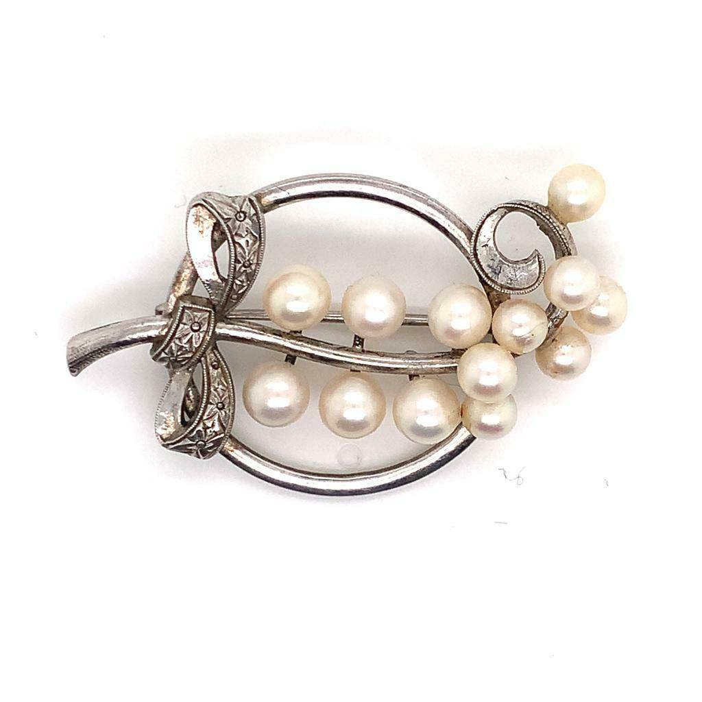 Mikimoto Estate Pin Brooch Sterling Silver 7.47 Gr 5.50 mm M164 - Certified Fine Jewelry