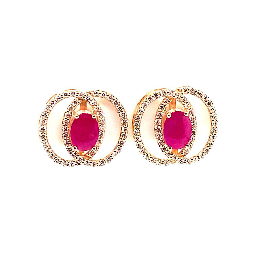 Diamond Ruby Stud Earrings 14k Yellow Gold 2.41 TCW Certified $5,950 018661 - Certified Fine Jewelry